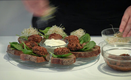 Cocina terapéutica veggie burgers, proteínas en una dieta vegetariana, en escuela de formación ISMET Barcelona